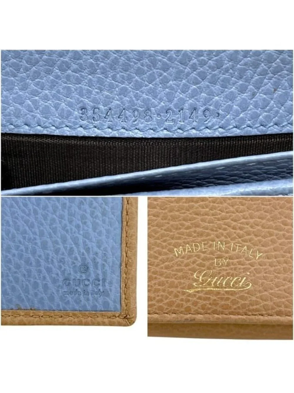 Gucci Bifold Wallet Beige Swing Leather Hook Long